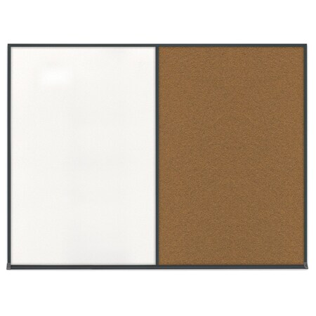 United Visual Products Double Door Radius Corkboard, 42"X32", W UV80025-WHITE-BLSPRU